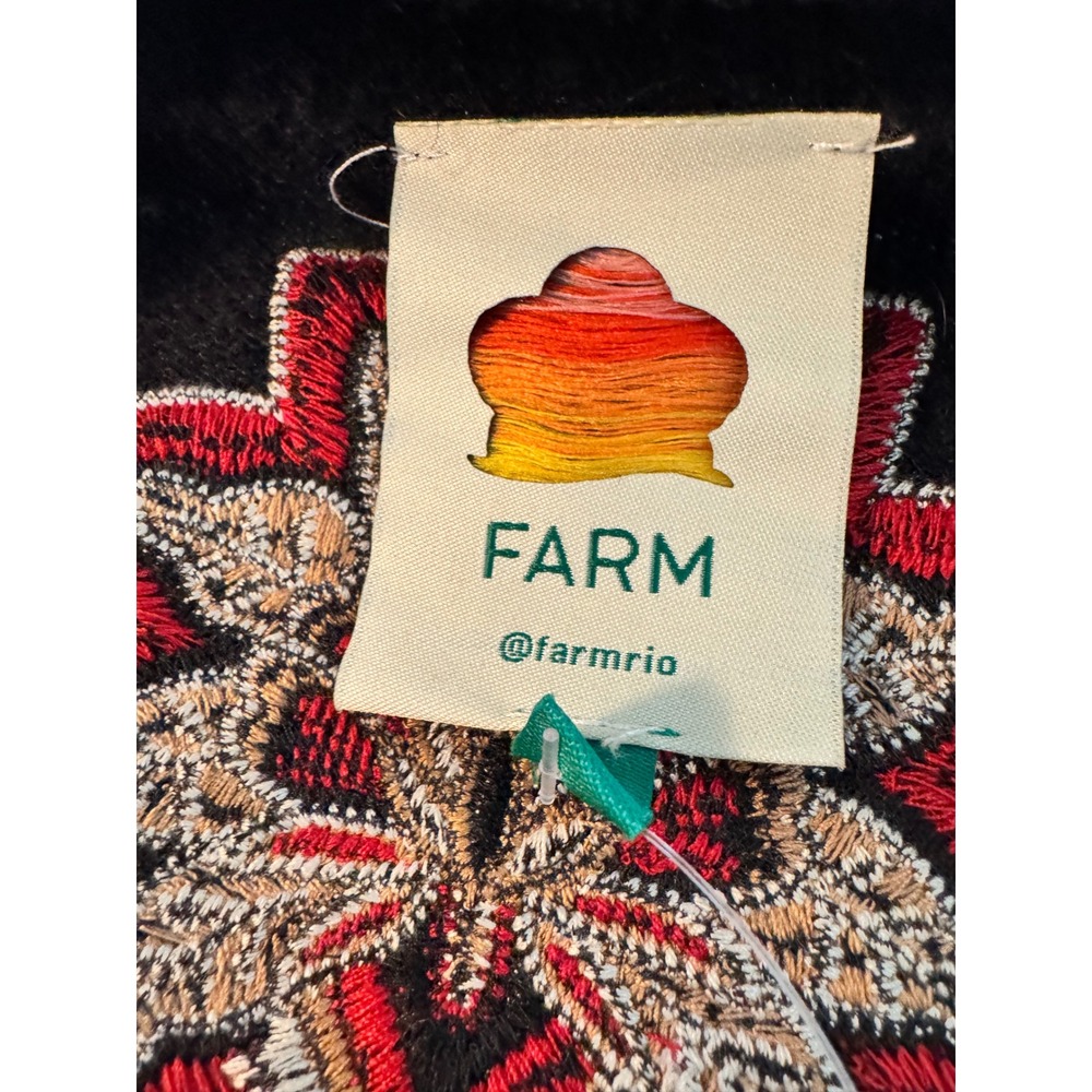Farm Rio Embroidered Ruffle Sleeve Cropped Cardigan Sweater XS Floral NWT - Picture 2 of 12